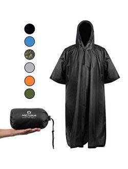 Arcturus Rain Poncho: Large Lightweight Reusable Ripstop Poncho with Adjustable Hood