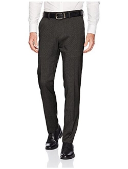 Men's Stretch Heather Tic Slim Fit Flat Front Dress Pant