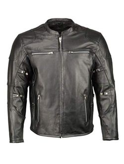 M Boss Apparel BOS11506 Men's Triple Vent Leather Jacket with Stretch Sides and Armor