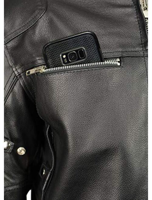 M Boss Apparel BOS11506 Men's Triple Vent Leather Jacket with Stretch Sides and Armor