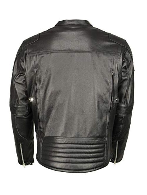 M Boss Apparel BOS11506 Men's Triple Vent Leather Jacket with Stretch Sides and Armor