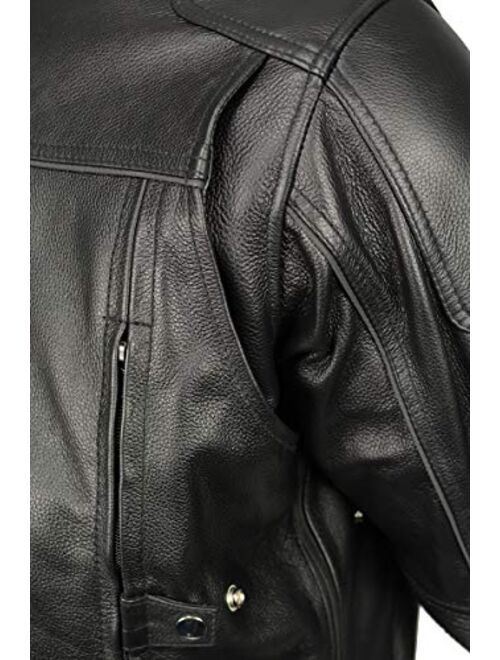 M Boss Apparel BOS11506 Men's Triple Vent Leather Jacket with Stretch Sides and Armor