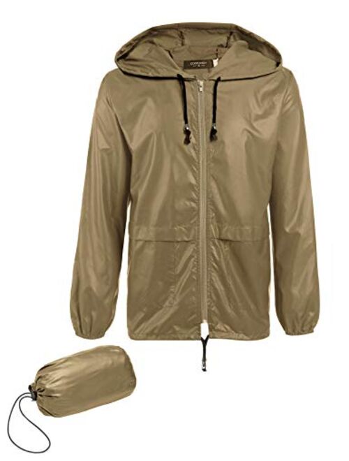 COOFANDY Men's Packable Rain Jacket Outdoor Waterproof Hooded Lightweight Classic Cycling Raincoat