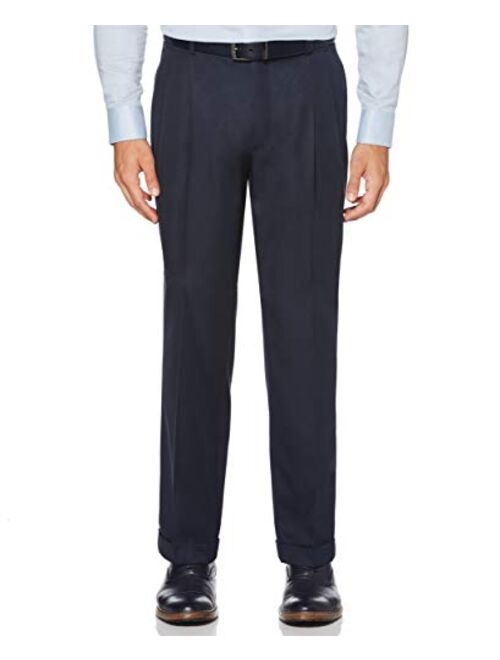 Perry Ellis Men's Classic Fit Elastic Waist Double Pleated Cuffed Pant