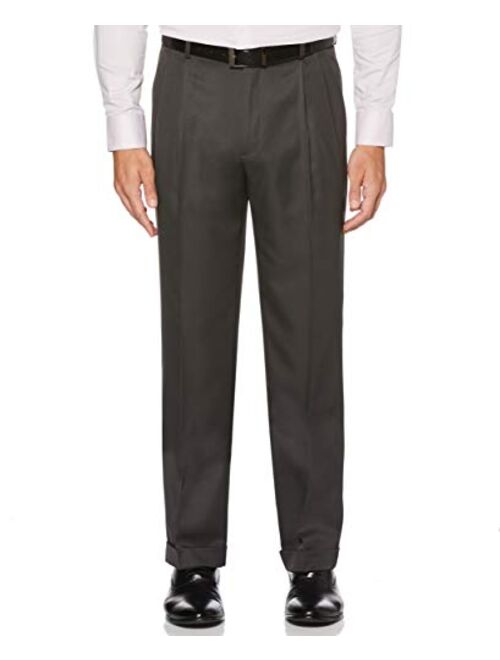 Perry Ellis Men's Classic Fit Elastic Waist Double Pleated Cuffed Pant