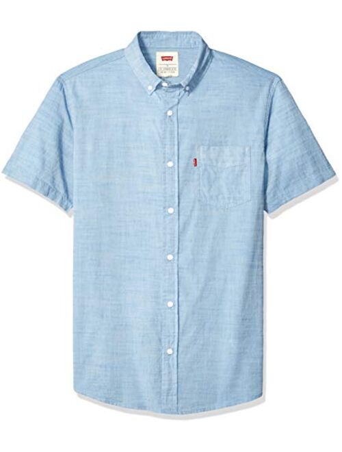 Levi's Men's Brato Short Sleeve, Classic Fit, Solid Woven Shirt