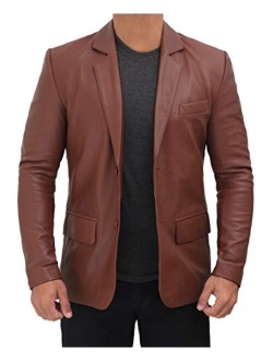 Black Leather Blazer for Men - Real Lambskin Brown Leather Mens Blazer