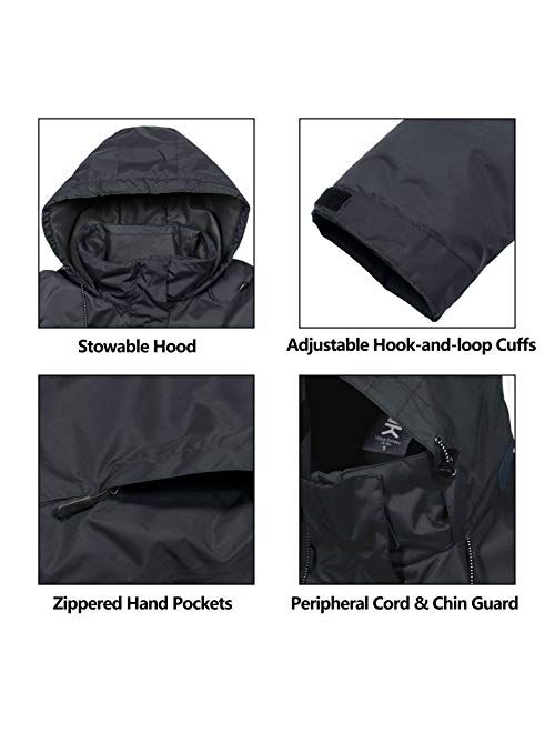 Little Donkey Andy Men's Waterproof Rain Jacket Outdoor Lightweight Rain Shell Coat for Hiking, Travel