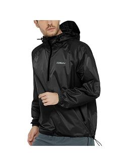 DEMOZU Men's Waterproof Windbreaker Lightweight Packable Hooded Raincoat Outdoor Running Hiking Rain Jacket