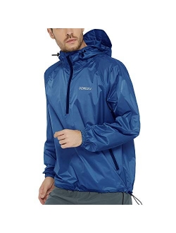 DEMOZU Men's Waterproof Windbreaker Lightweight Packable Hooded Raincoat Outdoor Running Hiking Rain Jacket