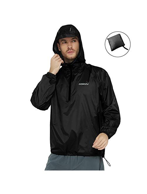 DEMOZU Men's Waterproof Windbreaker Lightweight Packable Hooded Raincoat Outdoor Running Hiking Rain Jacket