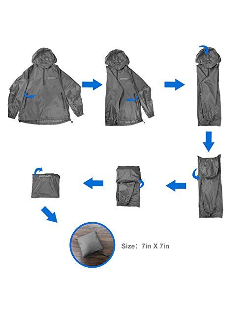 DEMOZU Men's Waterproof Windbreaker Lightweight Packable Hooded Raincoat Outdoor Running Hiking Rain Jacket