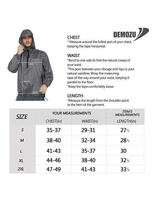 DEMOZU Men's Waterproof Windbreaker Lightweight Packable Hooded Raincoat Outdoor Running Hiking Rain Jacket