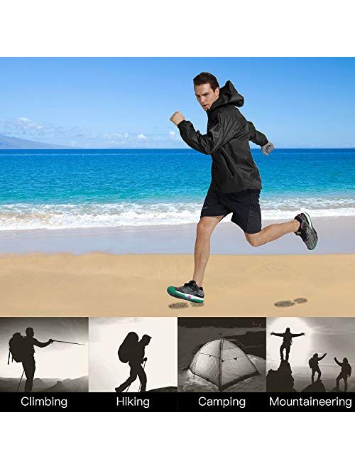 DEMOZU Men's Waterproof Windbreaker Lightweight Packable Hooded Raincoat Outdoor Running Hiking Rain Jacket