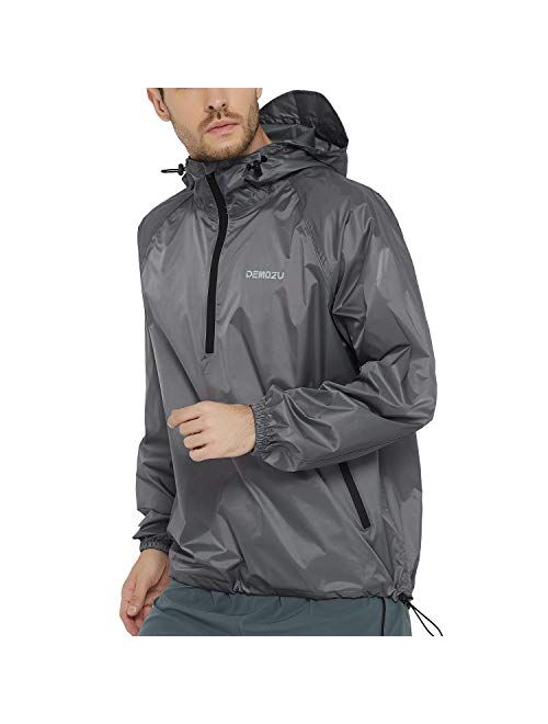 DEMOZU Men's Waterproof Windbreaker Lightweight Packable Hooded Raincoat Outdoor Running Hiking Rain Jacket