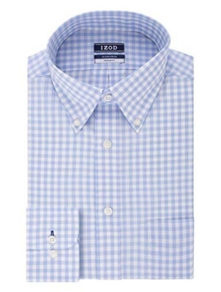 Men's Regular Fit Stretch Check Buttondown Collar Dress Shirt