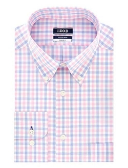 Men's Regular Fit Stretch Check Buttondown Collar Dress Shirt