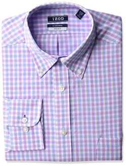 Men's Regular Fit Stretch Check Buttondown Collar Dress Shirt