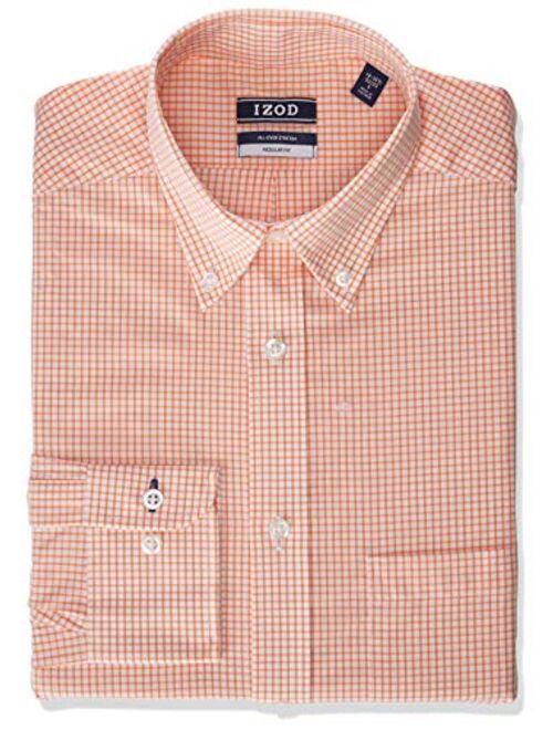 IZOD Men's Regular Fit Stretch Check Buttondown Collar Dress Shirt