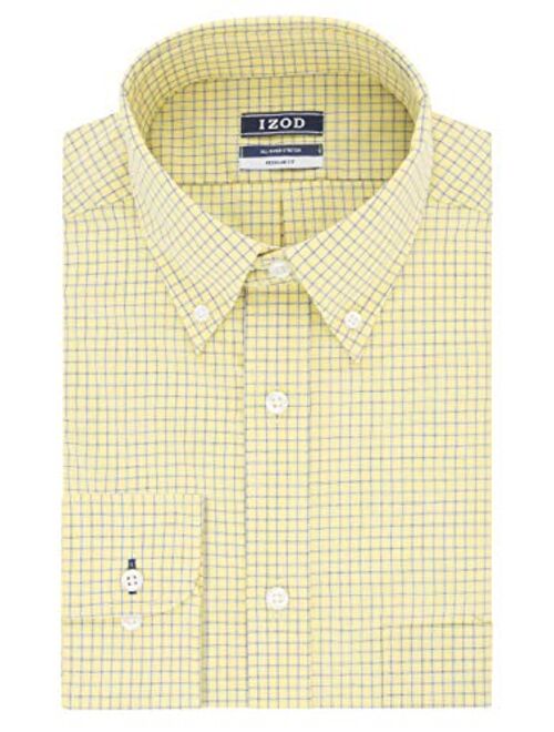 IZOD Men's Regular Fit Stretch Check Buttondown Collar Dress Shirt