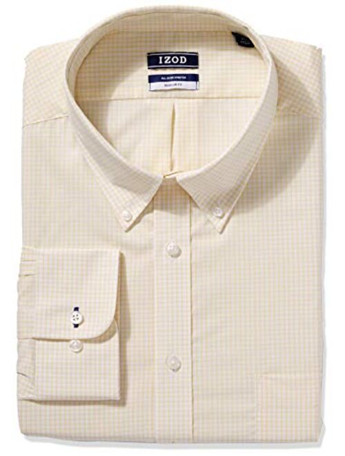 IZOD Men's Regular Fit Stretch Check Buttondown Collar Dress Shirt