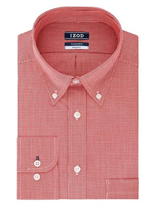 IZOD Men's Regular Fit Stretch Check Buttondown Collar Dress Shirt