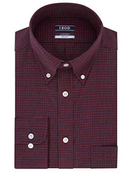 IZOD Men's Regular Fit Stretch Check Buttondown Collar Dress Shirt