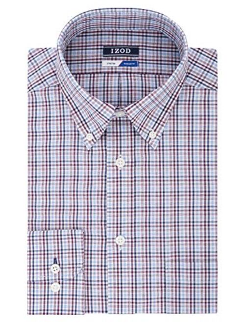 IZOD Men's Regular Fit Stretch Check Buttondown Collar Dress Shirt