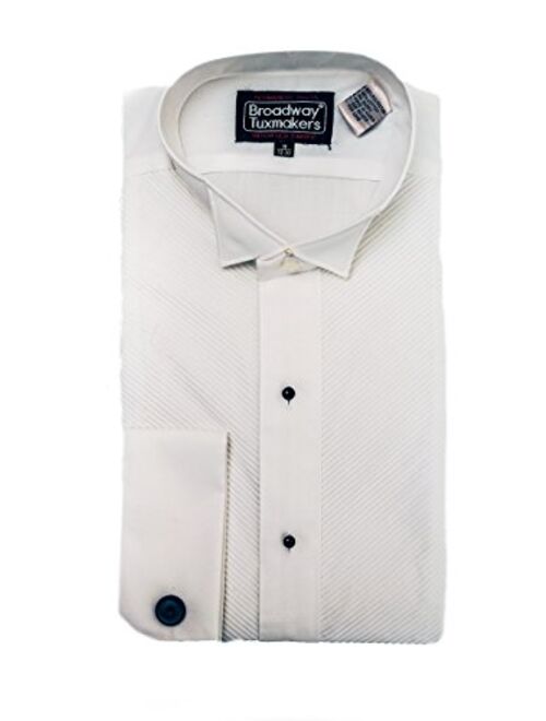 Broadway Tuxmakers New Men's White Wing Tip French Collar Tuxedo Shirt with Studs