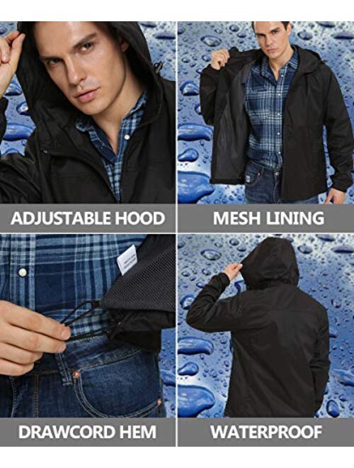 iloveSIA Men's Lightweight Hooded Rain Jacket Outdoor Raincoat G2