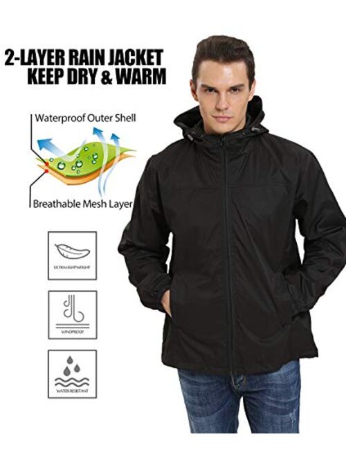 iloveSIA Men's Lightweight Hooded Rain Jacket Outdoor Raincoat G2