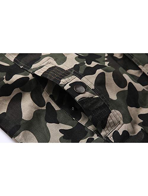 Springrain Men's Casual Slim Stand Collar Tooling Camouflage Cotton Jackets