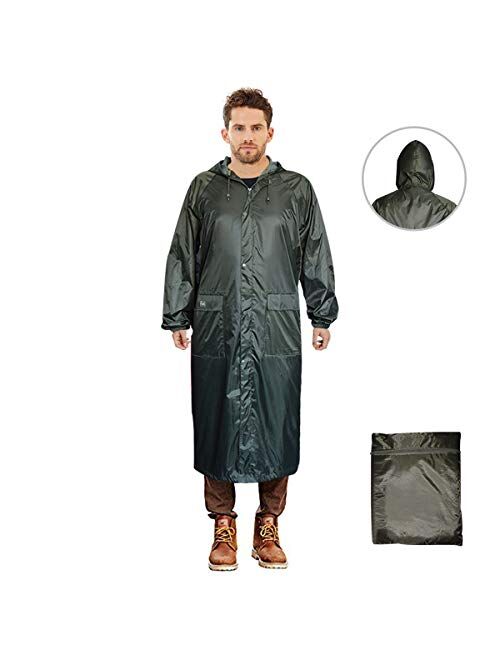 Long Rain Coat for Men Women Waterproof Poncho Jacket with Hood Portable Packable