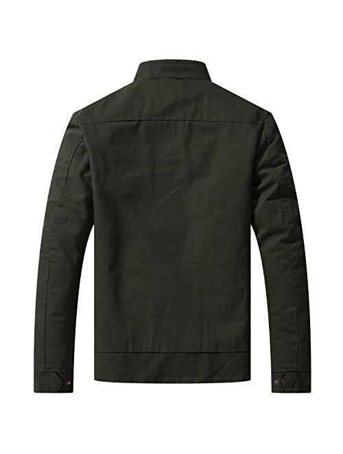 WenVen Men's Cotton Canvas Lightweight Casual Military Jacket