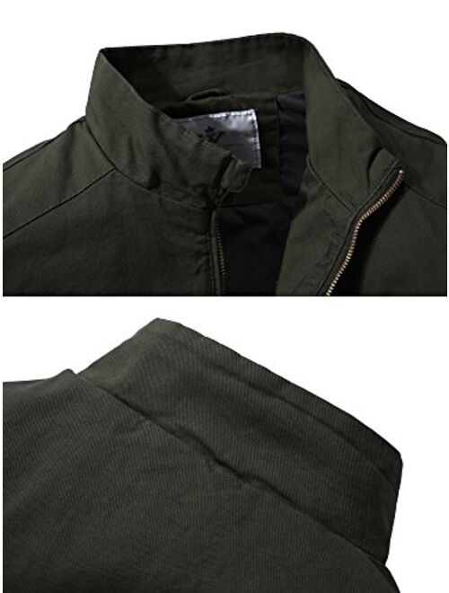 WenVen Men's Cotton Canvas Lightweight Casual Military Jacket