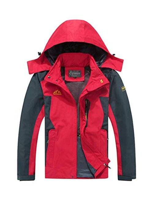 Spmor Men's Outdoor Sports Hooded Windproof Ski Jacket Waterproof Rain Coat