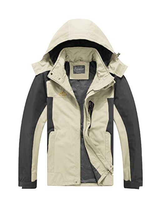 Spmor Men's Outdoor Sports Hooded Windproof Ski Jacket Waterproof Rain Coat