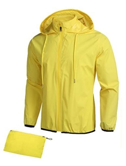 Unisex Packable Rain Jacket Lightweight Waterproof Hooded Raincoats Outdoor Cycling Running Hiking Jacket