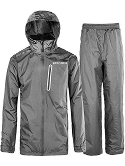 Rain Suit Gear Coat for Men Waterproof Hooded Rainwear Jacket & Trouser