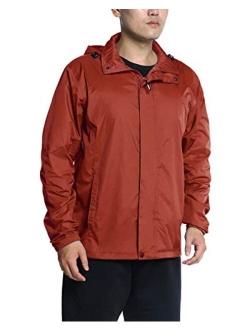 Outdoor Ventures Men's Lightweight Raincoat Packable Rain Jacket Waterproof Raincoat with Hood Active Outdoor Windbreaker