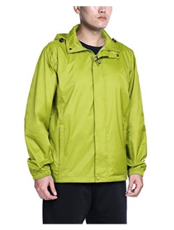 Outdoor Ventures Men's Lightweight Raincoat Packable Rain Jacket Waterproof Raincoat with Hood Active Outdoor Windbreaker