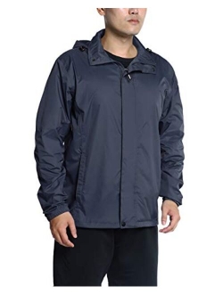 Outdoor Ventures Men's Lightweight Raincoat Packable Rain Jacket Waterproof Raincoat with Hood Active Outdoor Windbreaker