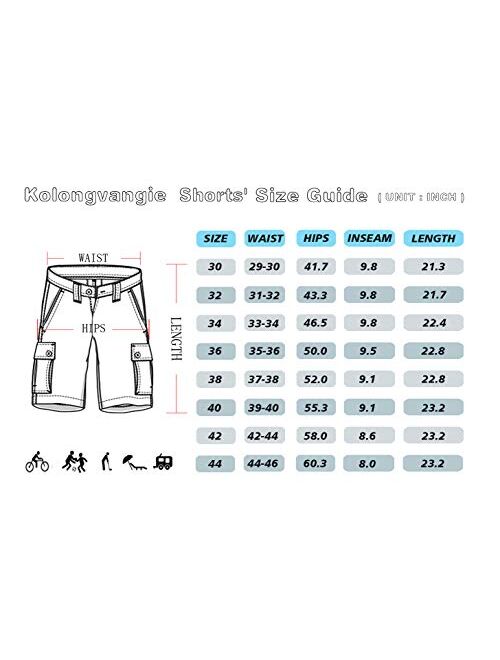 Kolongvangie Cargo Shorts Elastic Waist Drawstring Cotton Casual Outdoor Lightweight Shorts with Multi Pockets