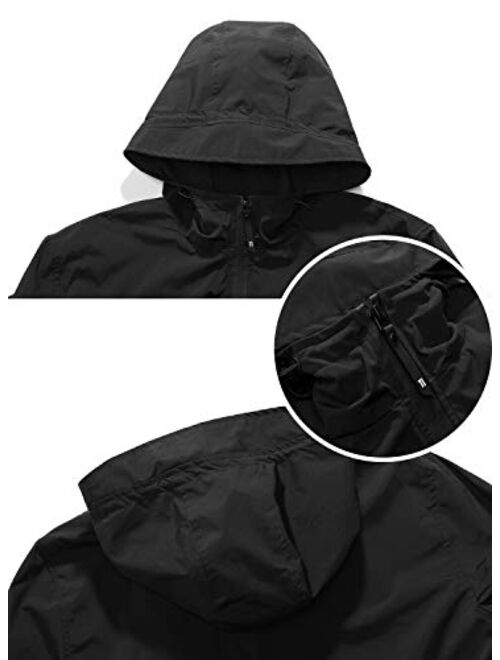 INVACHI Mens Lightweight Waterproof Hooded Rain Jacket