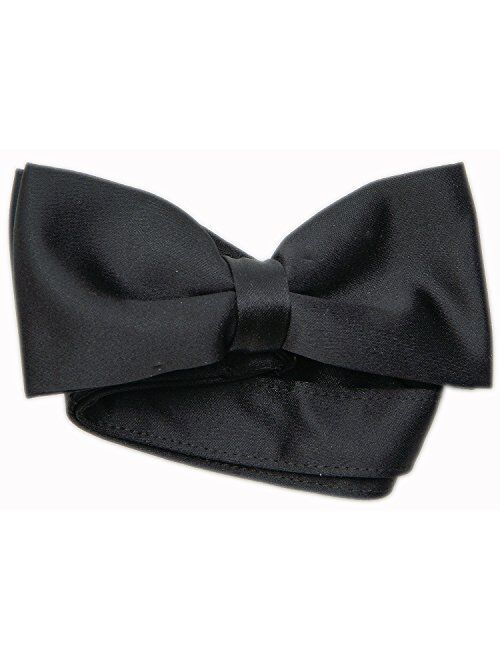 Men's 1/4" Wing Tip Collar White Tuxedo Shirt with Black Bowtie