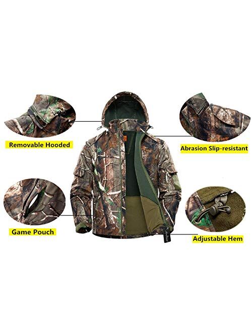 NEW VIEW Hunting Jacket Silent Water Resistant Hunting Camouflage Hooded for Men,Hunting Suit