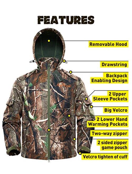 NEW VIEW Hunting Jacket Silent Water Resistant Hunting Camouflage Hooded for Men,Hunting Suit