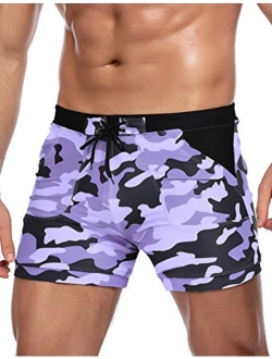 Men's Swimsuit Camo Quick Dry Mens Swimming Shorts Trunks with Pockets