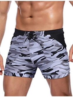 Men's Swimsuit Camo Quick Dry Mens Swimming Shorts Trunks with Pockets