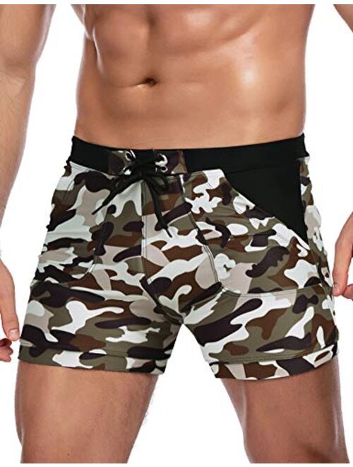 COOFANDY Men's Swimsuit Camo Quick Dry Mens Swimming Shorts Trunks with Pockets